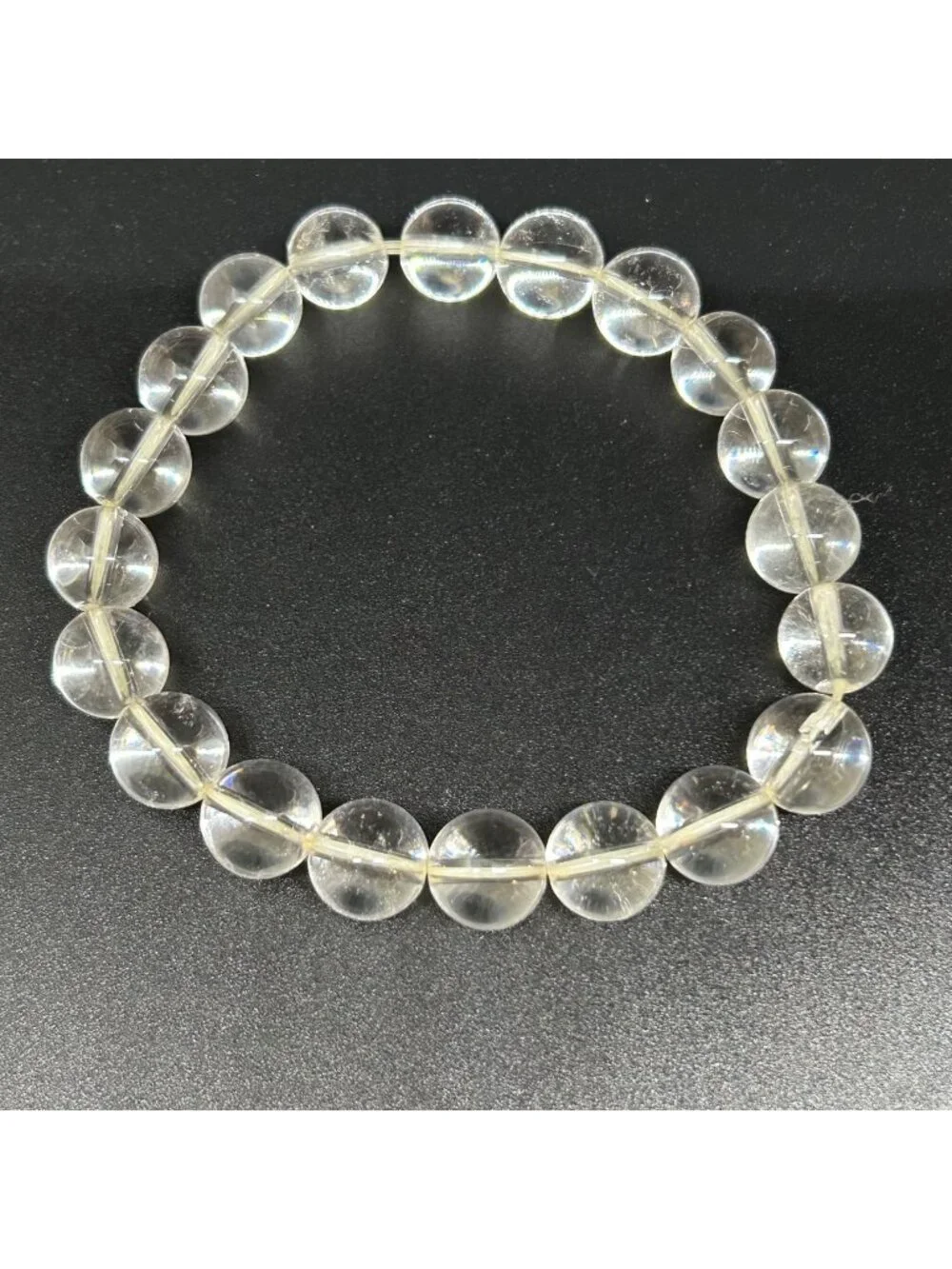 Natural Quartz Crystal Bracelet Beaded Healing Clarity Minimalist READ 6.5